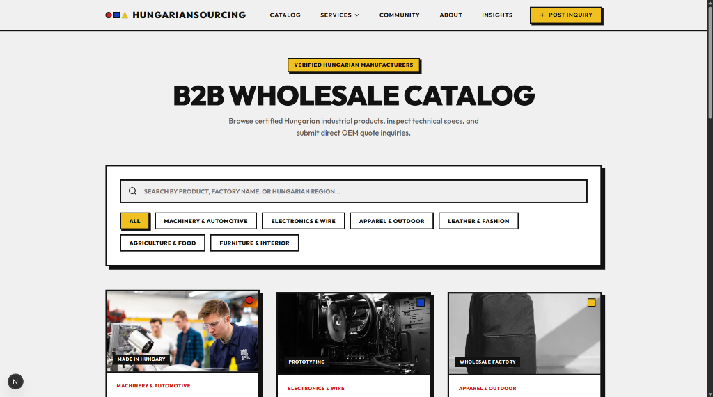 HungarianSourcing - B2B Kereskedelmi Platform